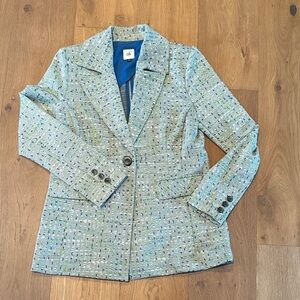 CAbi Women's Tweed Blazer - Blue and Green, Grey